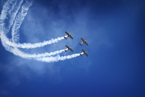 Planes flying in the sky for the OCMD Air Show.