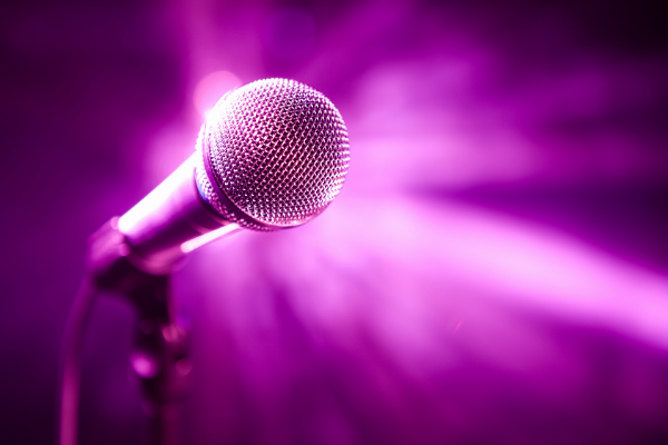 Microphone with purple effect.