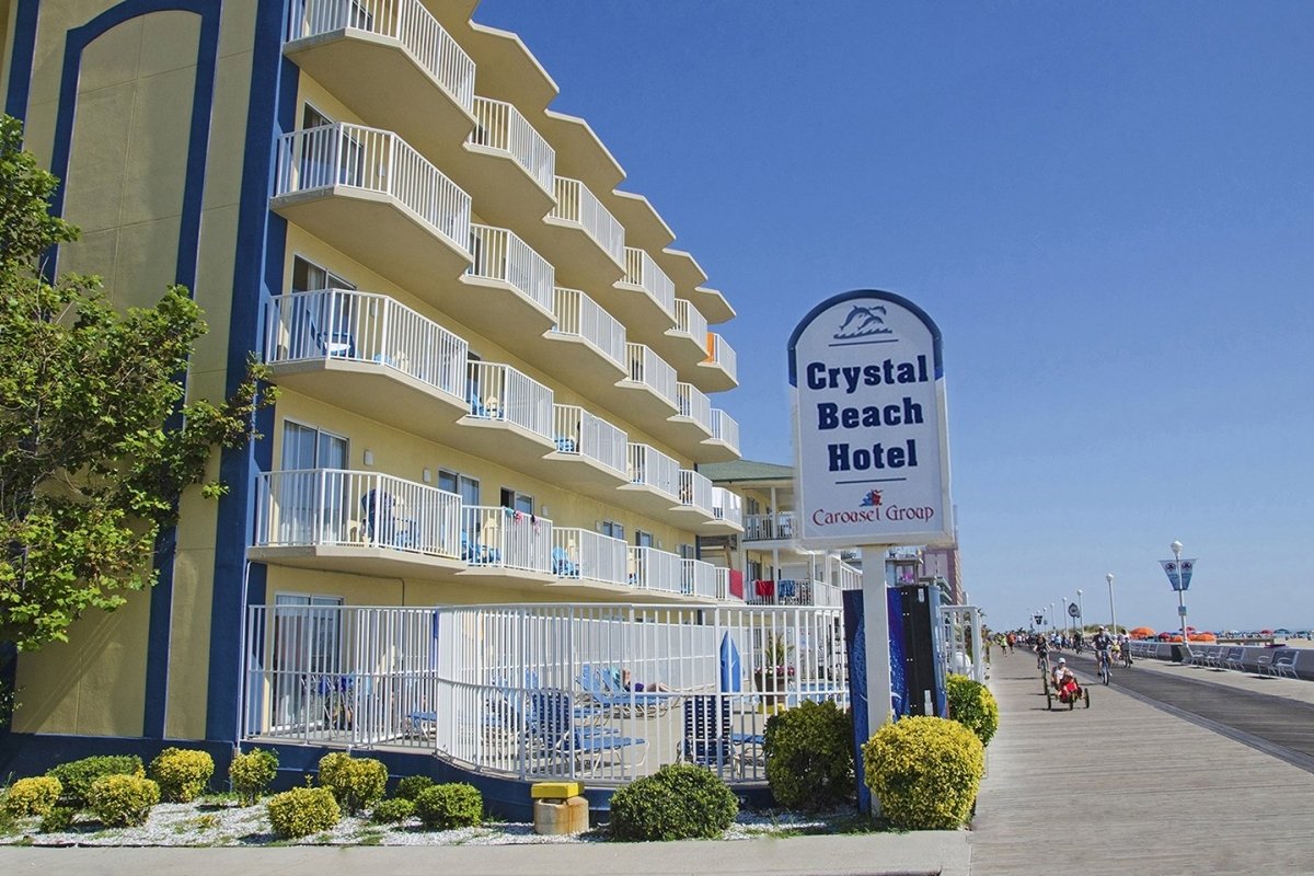 the crystal beach hotel is located on the boardwalk
